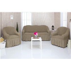 Комплект чехлов на трехместный диван и 2 кресла с оборкой хаки 220, Характеристики