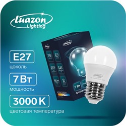 Лампа cветодиодная Luazon Lighting, G45, 7 Вт, E27, 630 Лм, 3000 K, теплый белый