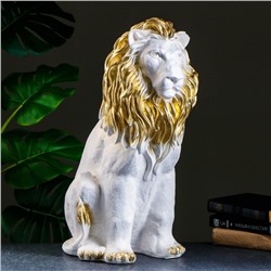 Фигура "Лев сидя огромный" перламутр/золото, 55х28х43см
