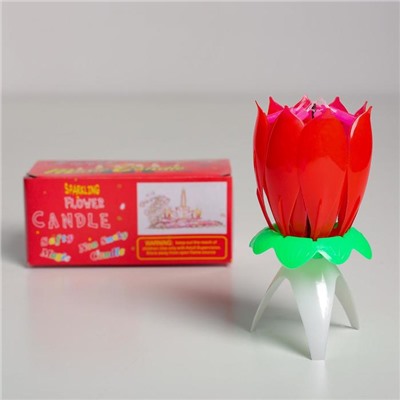 Свеча для торта музыкальная "Тюльпан", красная, 12×5 см
