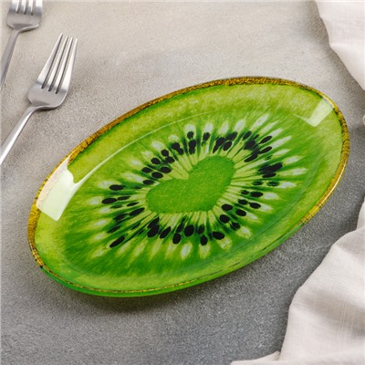 Блюдо овальное Доляна «Романтичный киви», 24,5×15×2 см, цвет зелёный