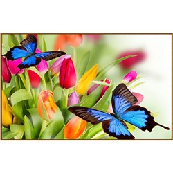 Алмазная мозаика "Бабочки в тюльпанах", 33 цвета