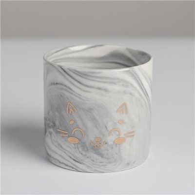 Керамическое кашпо с тиснением «Котик», 8 х 7,5 см