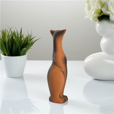 Фигура "Кошка Багира" наклоненная подпал коричневая/черный подпал 6 × 6 × 21 см 008
