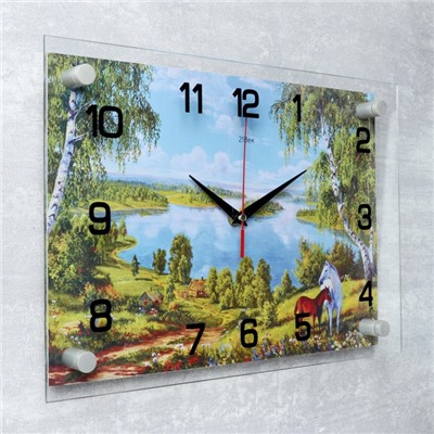 Часы настенные, серия: Природа, "Кони", 25х35  см, микс