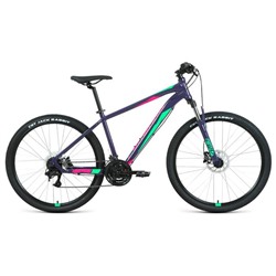 Велосипед 27,5" Forward Apache 3.2 disc, 2021, цвет фиолетовый/зеленый, размер рамы 21"