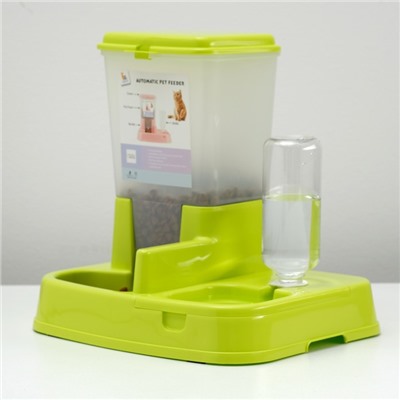 Комплекс: контейнер для корма (1,5 кг), съемная миска и поилка, зеленый