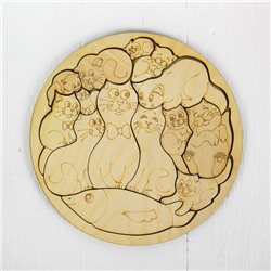 Пазл-раскраска «Коты», d= 20 см, фанера — 3 мм