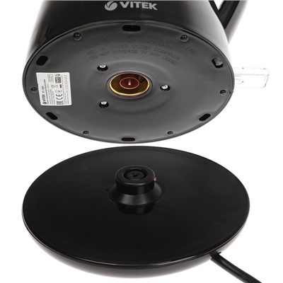 Чайник электрический Vitek VT-1182, пластик, 1.7 л, 2200 Вт, чёрный
