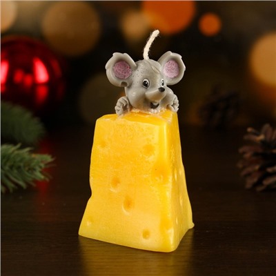 Свеча декоративная "Мышка в сыре", 5,5×8,5 см