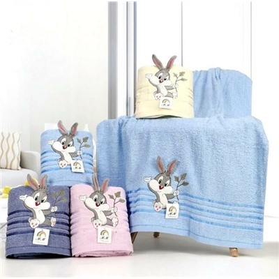Махровое полотенце "Кролик Банни"- ЛАВАНДА 70*140 см. хлопок 100%