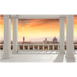 3D Фотообои  «Балкон с колоннами вид на Ватикан»
