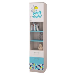Шкаф для книг с ящиками "Джимми", ясень светлый/топаз/белый, фотопечать