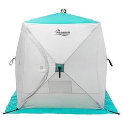 Палатка зимняя PREMIER куб, 1,5 × 1,5 м, цвет biruza/gray