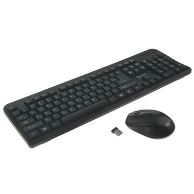 Комплект клавиатура и мышь Gembird KBS-7002, беспроводной, мембранный, 1600 dpi, черный