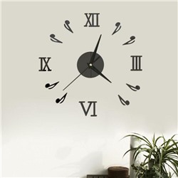 Часы-наклейка DIY "Ноты", d=45 см,