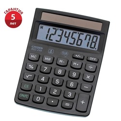 Калькулятор настольный Citizen 8-разрядный, 150x107x35 мм, 2-е питание, чёрный