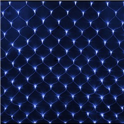 Сетка светодиодная 100 л. 1,5*1,5 м прозрачный провод синяя