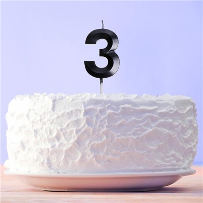Свеча в торт цифра "3" , черная, 3,5 х 12 см