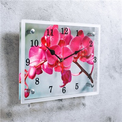 Часы настенные, серия: Цветы, "Розовая орхидея", 20х25  см, микс