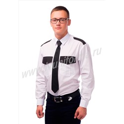 Рубашка охранника с черной отделкой под заправку (дл. рукав) оптом
