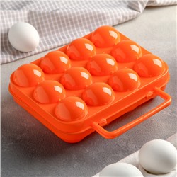 Контейнер для хранения яиц, 20×7 см, 12 ячеек, с ручкой, цвет МИКС