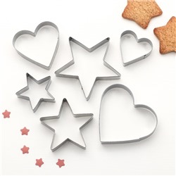 Набор форм для вырезания печенья «Сердце, звёздочка», 7×13 см, 6 шт