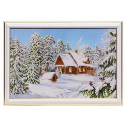 Картина "Зимний домик" 20х30(23,5х33,5) см