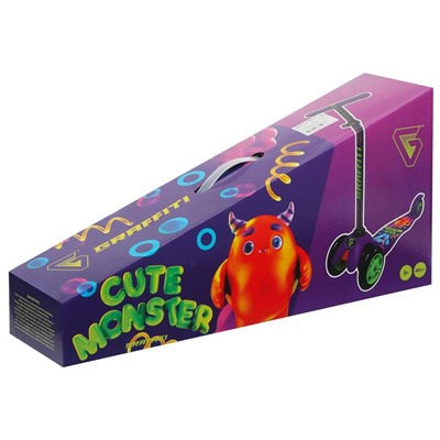 Самокат GRAFFITI CUTE MONSTER, колёса PU 120/80 мм, ABEC 7