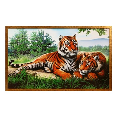 Картина "Пара тигров" 66х106см