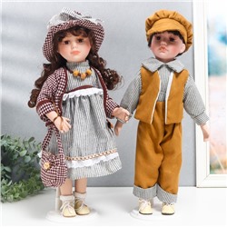 Кукла коллекционная парочка "Ирина и Артём, полоска и клетка" набор 2 шт 40 см