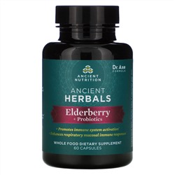 Dr. Axe / Ancient Nutrition, Ancient Herbals, Elderberry + Probiotics, 60 Capsules