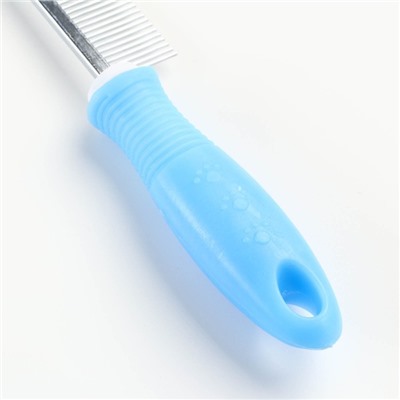 Расчёска "Комфорт" с прямыми зубьями, нескользящая ручка, 21,5 х 3 см, голубая