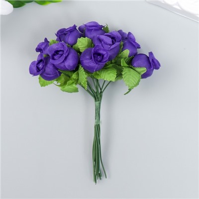 Цветы для декорирования "Роза Бланка" фиолетовая 1 букет=12 цветов 10 см