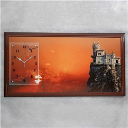 Часы-картина настенные, серия: Город, "Ласточкино гнездо, закат", 50 х 100 см, микс