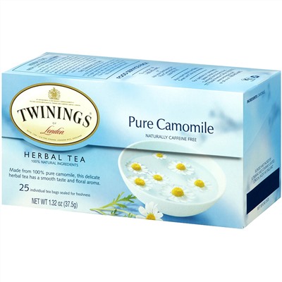 Twinings, Травяной чай, чистая ромашка, без кофеина, 25 чайных пакетиков, 37,5 г (1,32 унции)