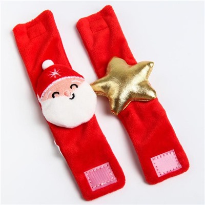 Набор браслетиков - погремушек для малыша «Домик Деда Мороза», новогодний подарочный набор