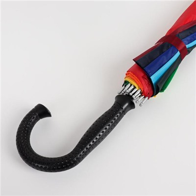 Зонт - трость полуавтоматический «Радуга», 16 спиц, R = 56 см, цвет разноцветный