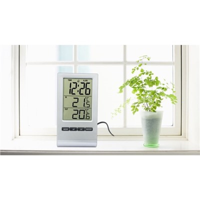 Часы электронные с метеостанцией, с календарём и будильником  5.7х10.6 см