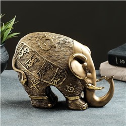 Фигура "Слон" с наскальными рисунками 24х10х18 см, бронза с позолотой