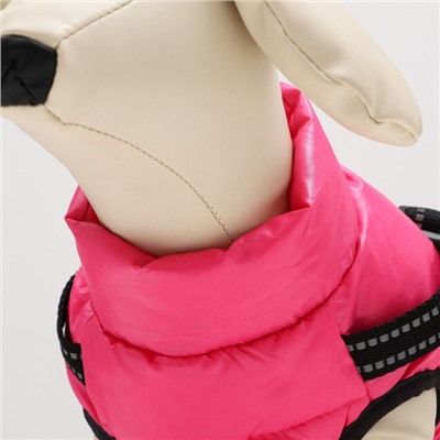 Куртка для собак со шлейкой, размер 12 (ДС 28 см, ОГ 38 см, ОШ 27 см), розовая