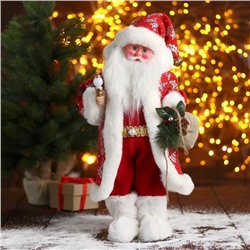 Дед Мороз "В красной шубке в ёлочках с подарками" двигается, 23х45 см