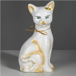 Копилка "Кошка Лиза" большая, глянец, бело-золотая