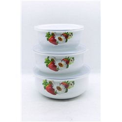 Набор эмалированных салатников с пластиковыми крышками (3 шт.) арт. 432342