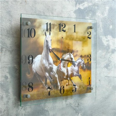 Часы настенные, серия: Животный мир, "Кони", 35х45  см, микс