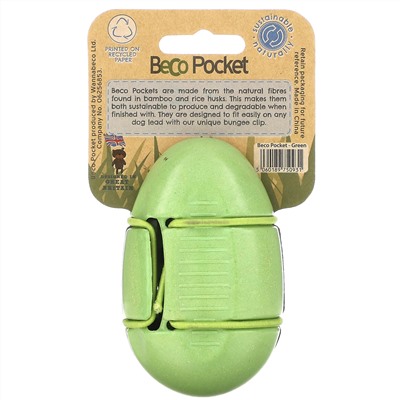 Beco Pets, Beco Pocket, экологичный диспенсер для пакетов, зеленый, 1 пакет Beco Pocket, 15 пакетиков