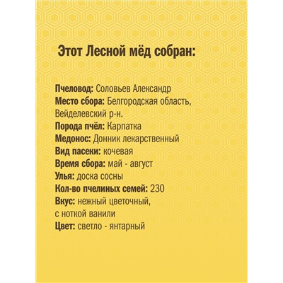 Мёд донниковый "Русский стиль" 230 гр