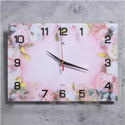 Часы настенные "Розовые цветы" 25х35 см, АА, плавный ход