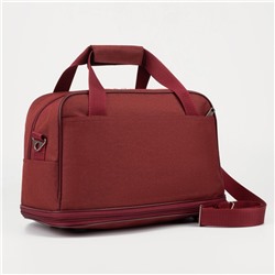 Сумка дорожная на молнии, 2 наружных кармана, длинный ремень, с увеличением, держатель для чемодана, цвет бордовый