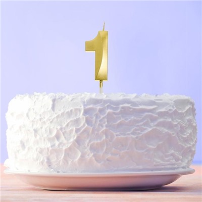 Свеча в торт цифра "1" , золото, 3,5 х 12 см